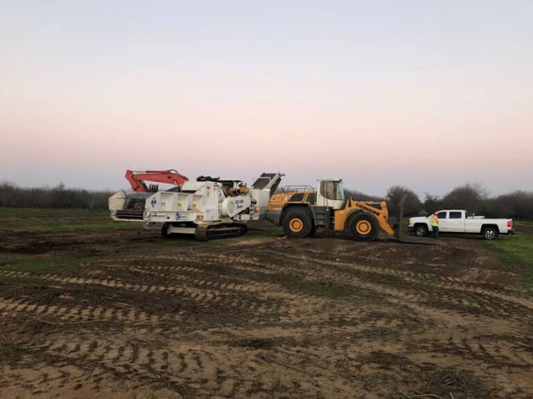 Graded building site prepared with heavy equipment