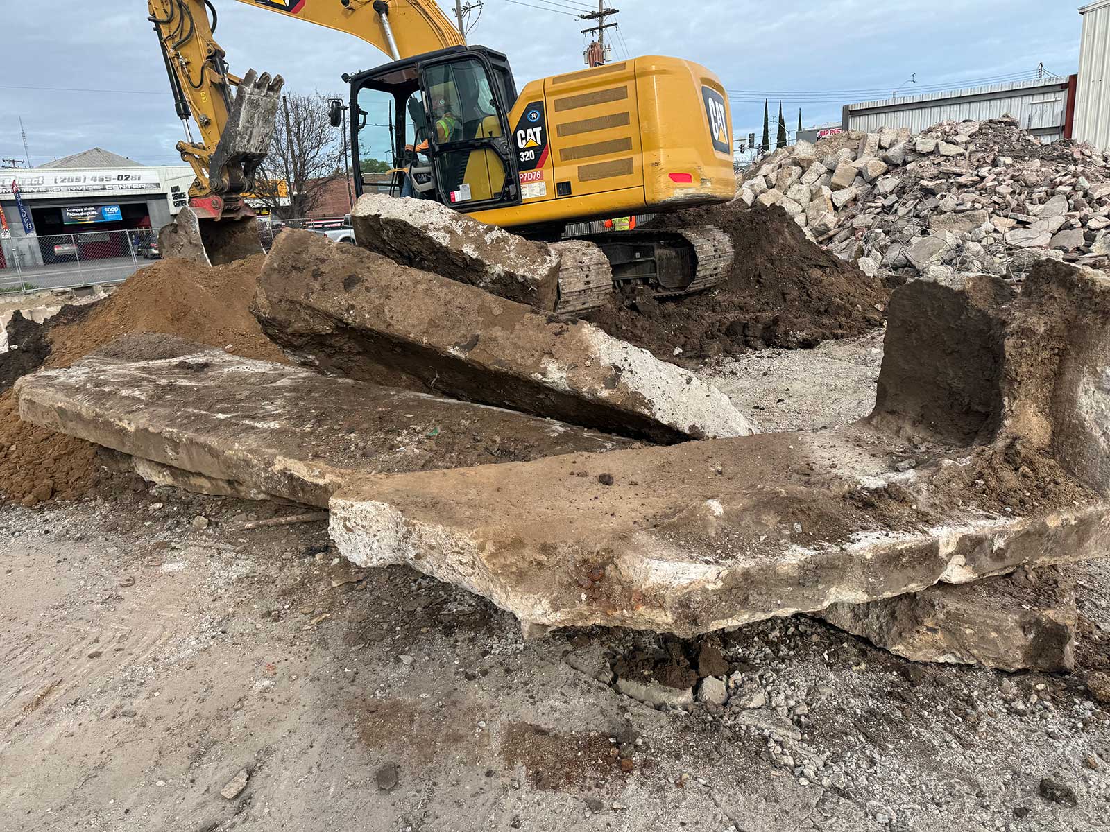 Concrete demolition in Galt, California