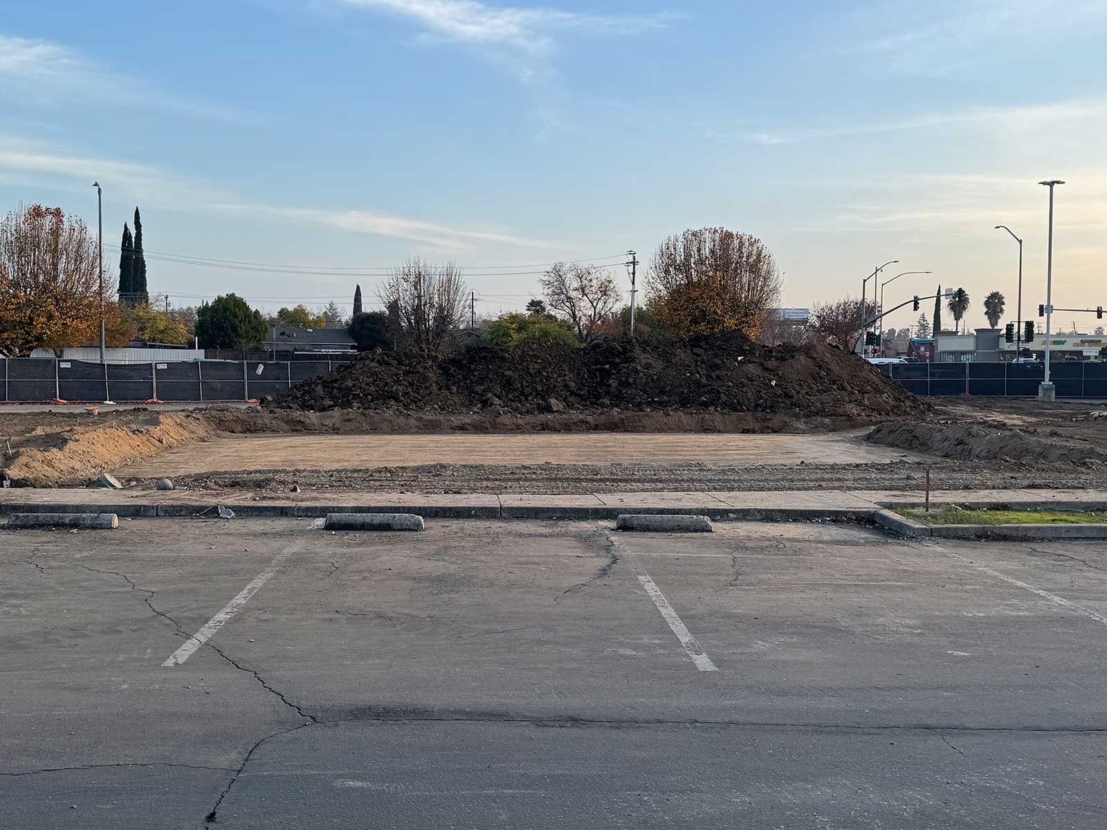 Excavation site grading in Farmington, California