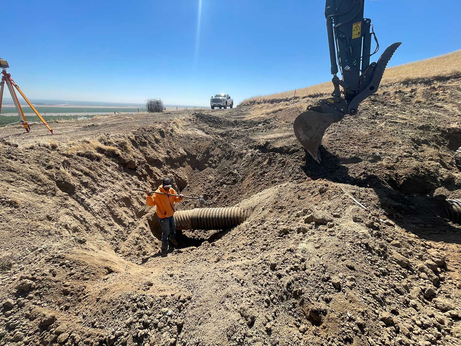 Utility trenching in Delhi, California